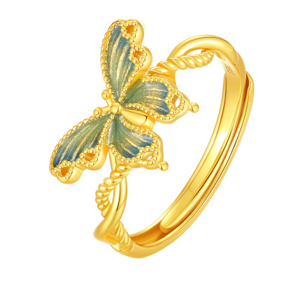 Sotiya Enamel Butterfly Animal Collection Open Adjustable Ring Sterling Silver-Sotiya