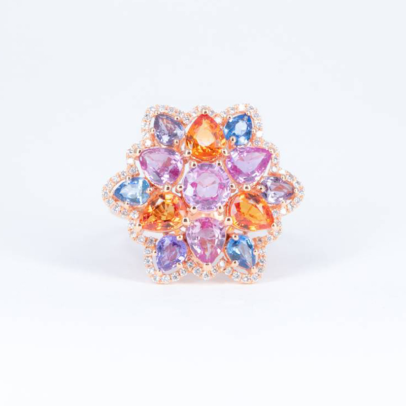 Sotiya Multi Color Flower Cocktail Ring Sterling Silver-Sotiya