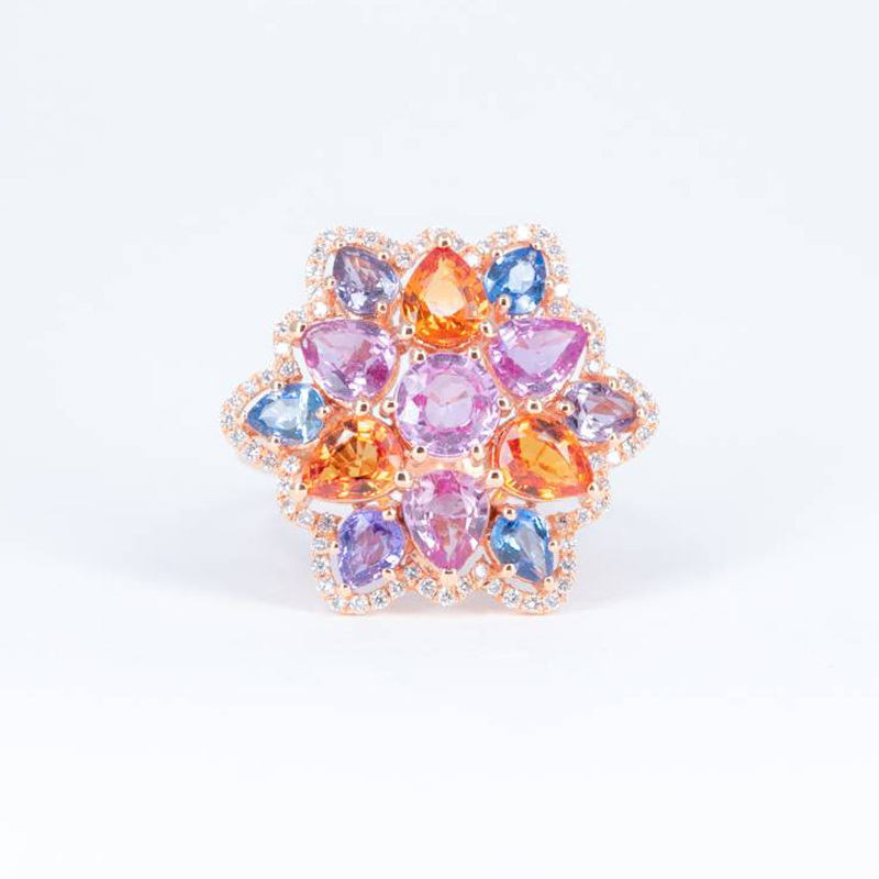 Sotiya Multi Color Flower Cocktail Ring Sterling Silver-Sotiya