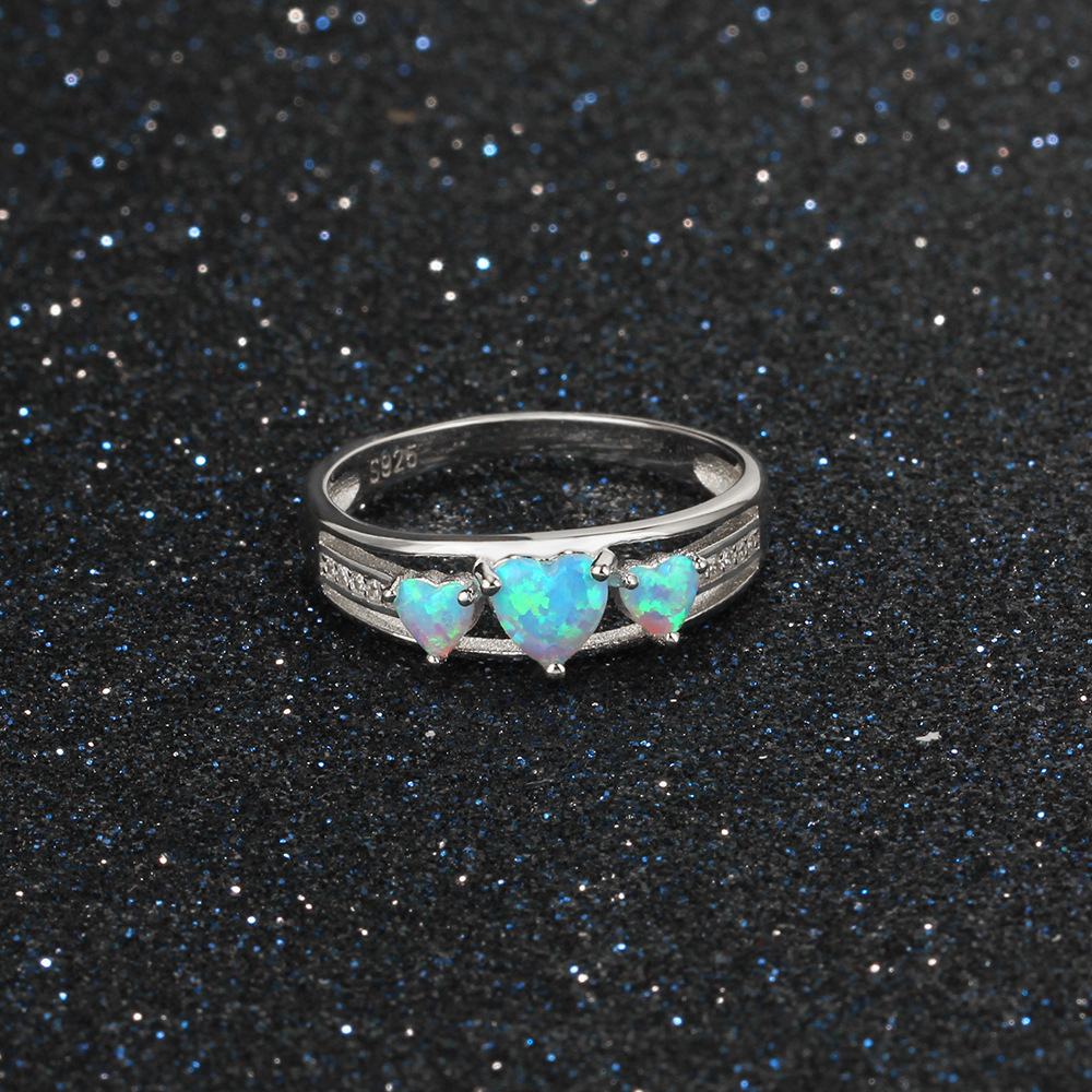 Sotiya Heart Cut Opal Three Stone Engagement Ring Sterling Silver-Sotiya