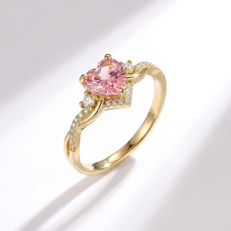 Sotiya Nature Inspired Twist Pink Heart Fantasy Starbrite Cut Engagement Ring Sterling Silver-Sotiya