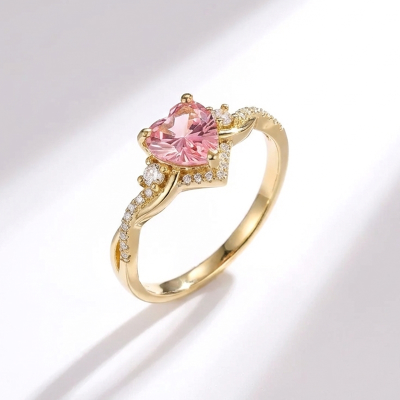 Sotiya Nature Inspired Twist Pink Heart Fantasy Starbrite Cut Engagement Ring Sterling Silver-Sotiya