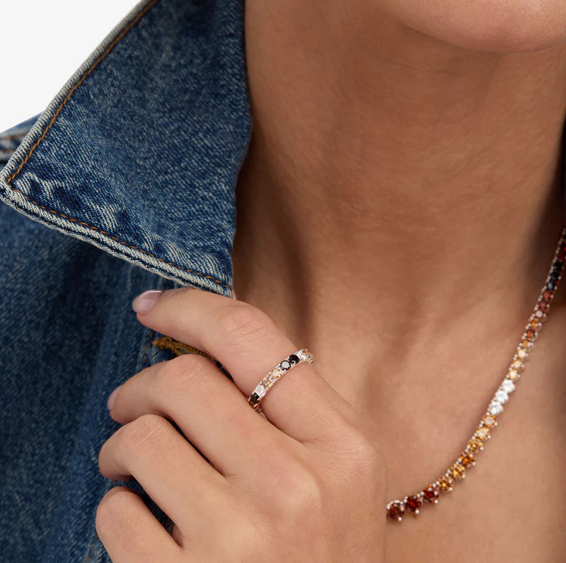 Sotiya Coffee Brown Ombre Women's Wedding Eternity Ring Sterling Silver-Sotiya