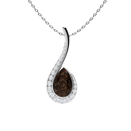 Sotiya Coffee Pear Cut Curled Arm Wrap Design Necklace Sterling Silver-Sotiya