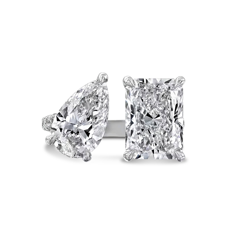 Sotiya Toi et Moi Radiant and Pear Cut Two Stone Engagement Ring High-carbon Zircon Sterling Silver-Sotiya