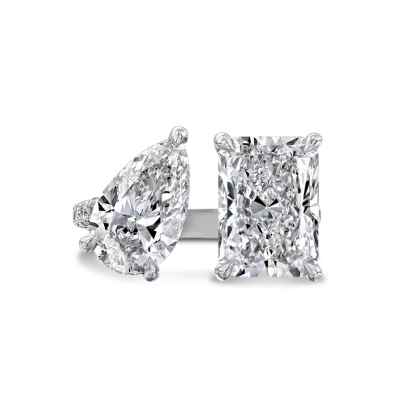 Sotiya Toi et Moi Radiant and Pear Cut Two Stone Engagement Ring High-carbon Zircon Sterling Silver-Sotiya