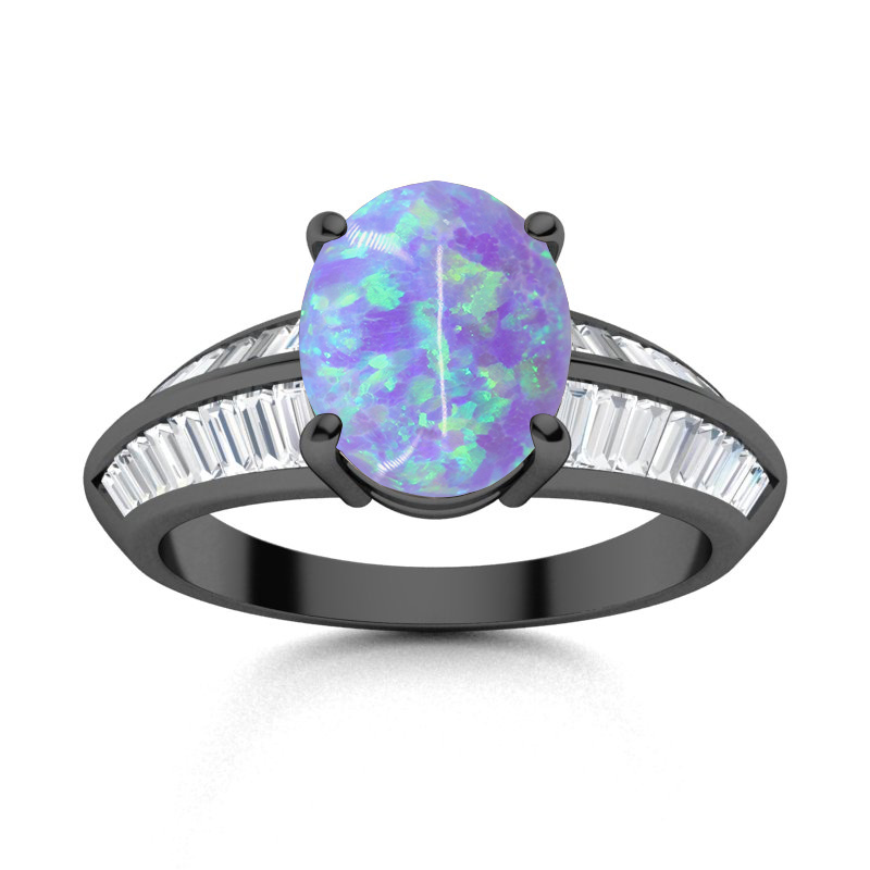 Sotiya Sidestone Opal Oval Cut Engagement Ring Sterling Silver-Sotiya