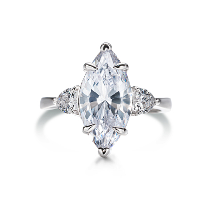 Sotiya Three Stone Marquise Cut Engagement Ring High-carbon Zircon Sterling Silver-Sotiya