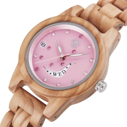 Sotiya Seven Stars and Moon Dial Quartz Wooden Watch-Sotiya