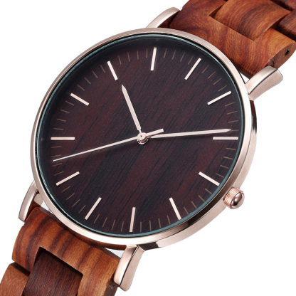 Sotiya Simple Zebrawood Sandalwood Quartz Coffee Wooden Watch-Sotiya