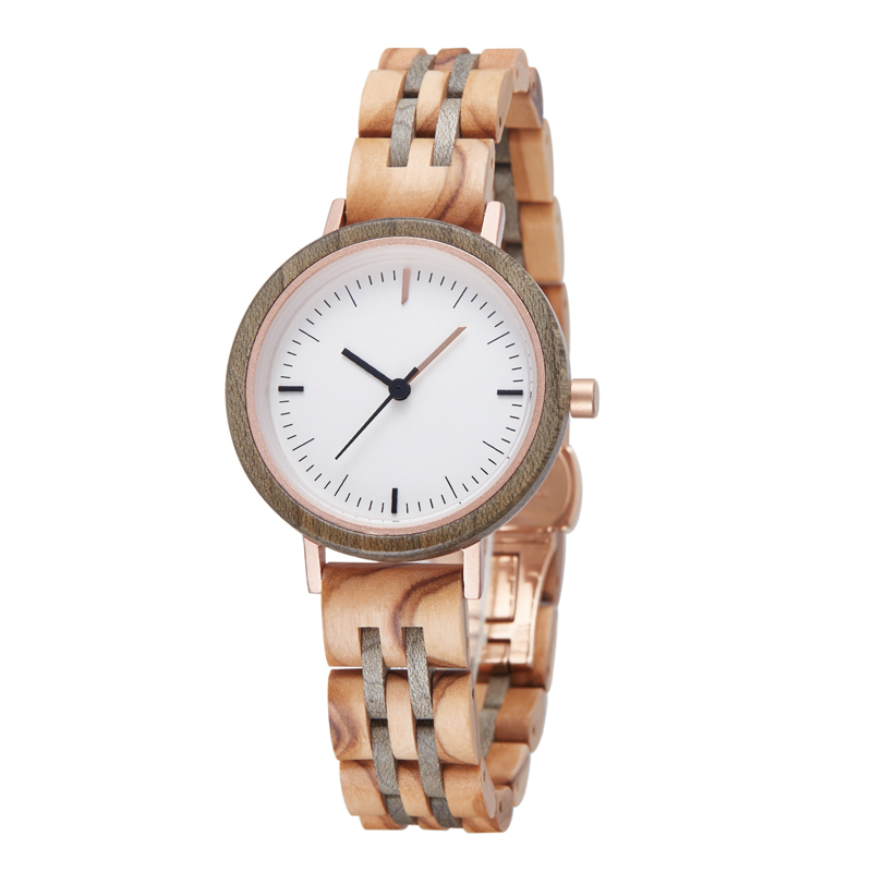 Sotiya White Dial Quartz Coffee Wooden Watch-Sotiya