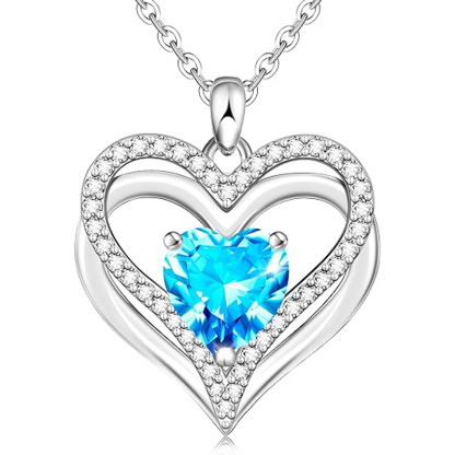 Sotiya 12 Birthstones Intertwined Heart Cut Necklace Sterling Silver-Sotiya