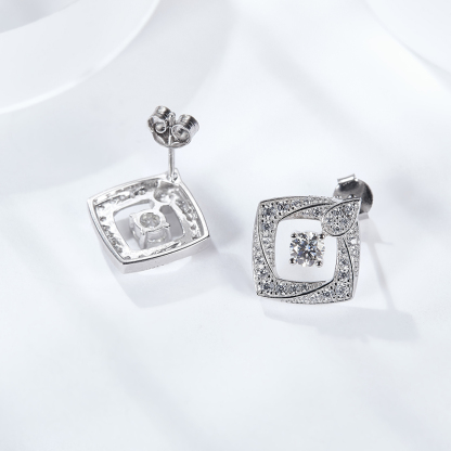 Sotiya Twist Square Design Round Cut Moissanite Stud Earrings Sterling Silver-Sotiya