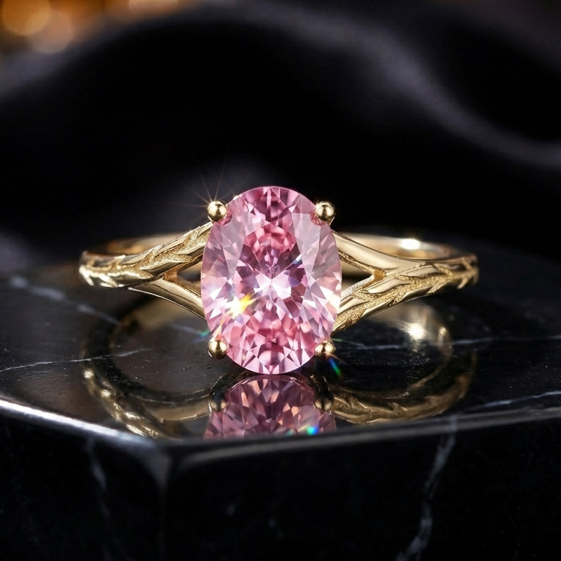 Sotiya Nature Inspired Pink Oval Fantasy Starbrite Cut Engagement Ring Sterling Silver-Sotiya