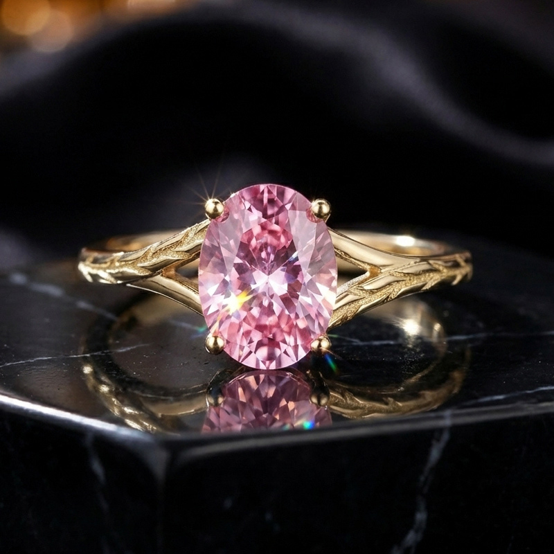 Sotiya Nature Inspired Pink Oval Fantasy Starbrite Cut Engagement Ring Sterling Silver-Sotiya
