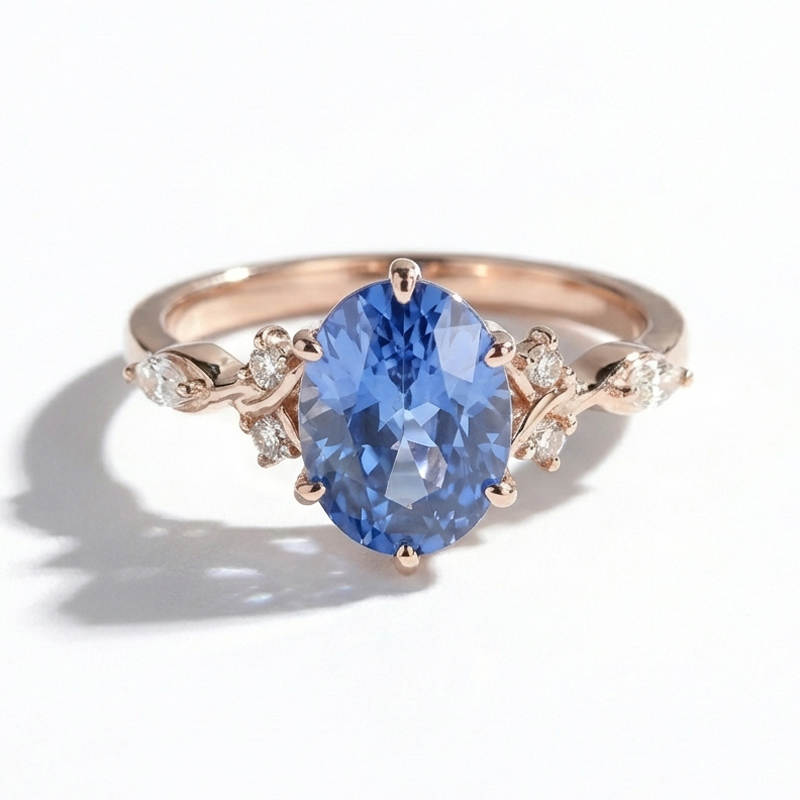 Sotiya Twisted Vine Aquamarine Blue Oval Fantasy Starbrite Cut Engagement Ring Sterling Silver-Sotiya