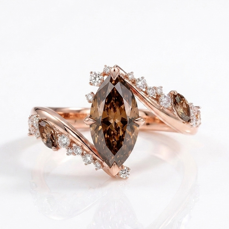 Sotiya Marquise Cut Coffee Bypass Engagement Ring Sterling Silver