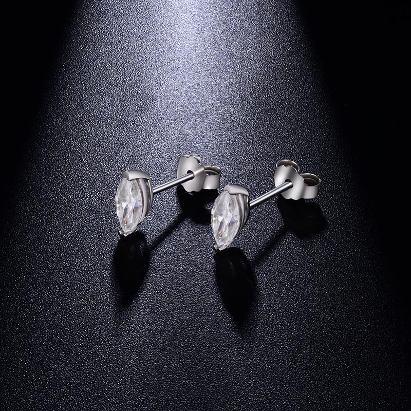 Sotiya Solitaire Marquise Cut Moissanite Stud Earrings Sterling Silver-Sotiya