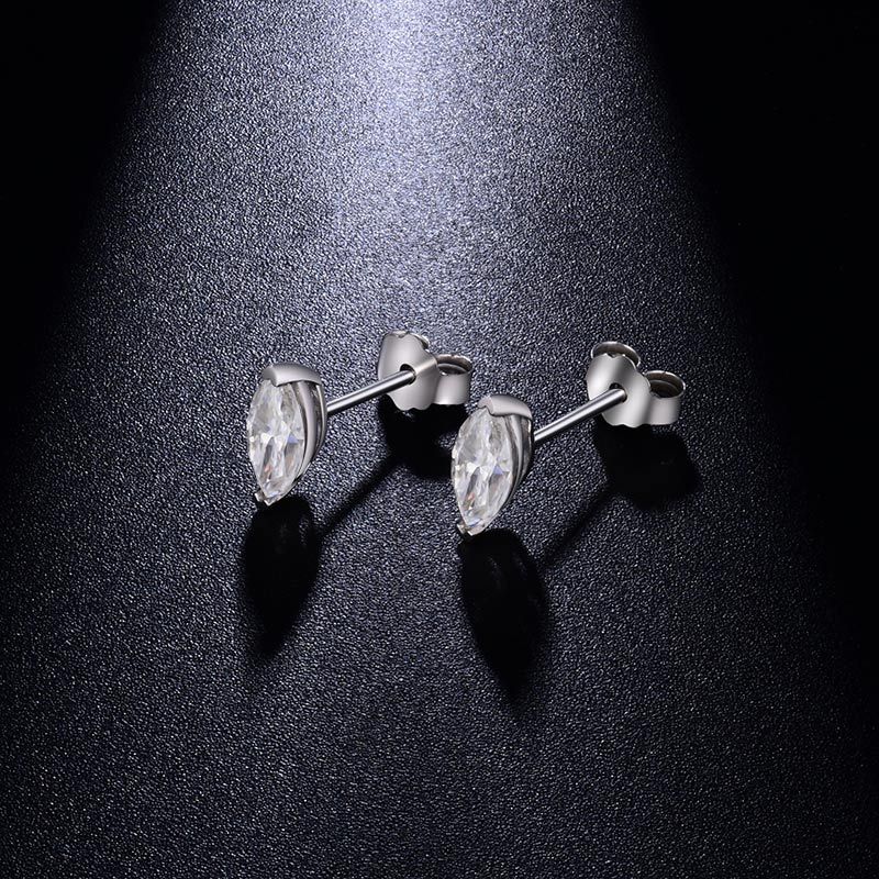 Sotiya Solitaire Marquise Cut Moissanite Stud Earrings Sterling Silver-Sotiya