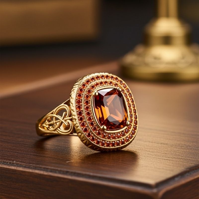 Sotiya Best Buds Princess Inspired Celtic Triple Spiral Knot Design Double Halo Coffee Cushion Cut Engagement Ring Sterling Silver-Sotiya