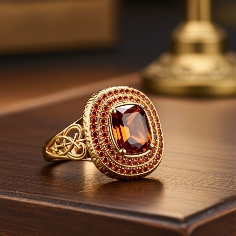 Sotiya Best Buds Princess Inspired Celtic Triple Spiral Knot Design Double Halo Coffee Cushion Cut Engagement Ring Sterling Silver-Sotiya