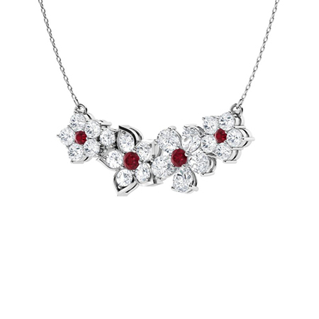 Sotiya Ruby Floral Design Necklace Sterling Silver-Sotiya