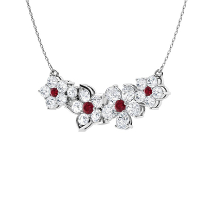 Sotiya Ruby Floral Design Necklace Sterling Silver-Sotiya