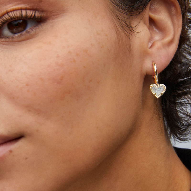 Sotiya White Heart 14K Gold Plated Drop Earrings-Sotiya