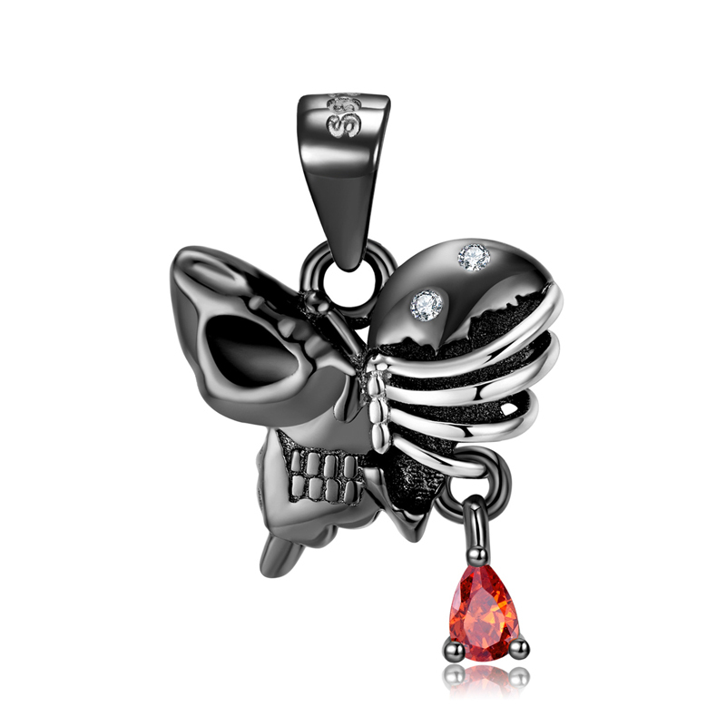 Sotiya Butterfly Skull Skeleton Necklace Sterling Silver-Sotiya