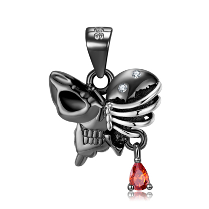 Sotiya Butterfly Skull Skeleton Necklace Sterling Silver-Sotiya