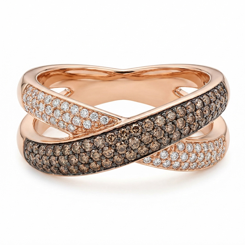 Sotiya Crossover Coffee Women's Wedding Ring Band Sterling Silver-Sotiya