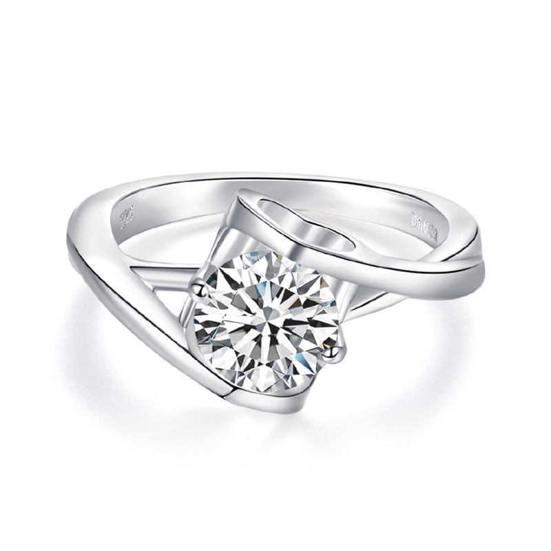 Sotiya Solitaire Heart Design Round Cut Moissanite Engagement Ring Sterling Silver-Sotiya