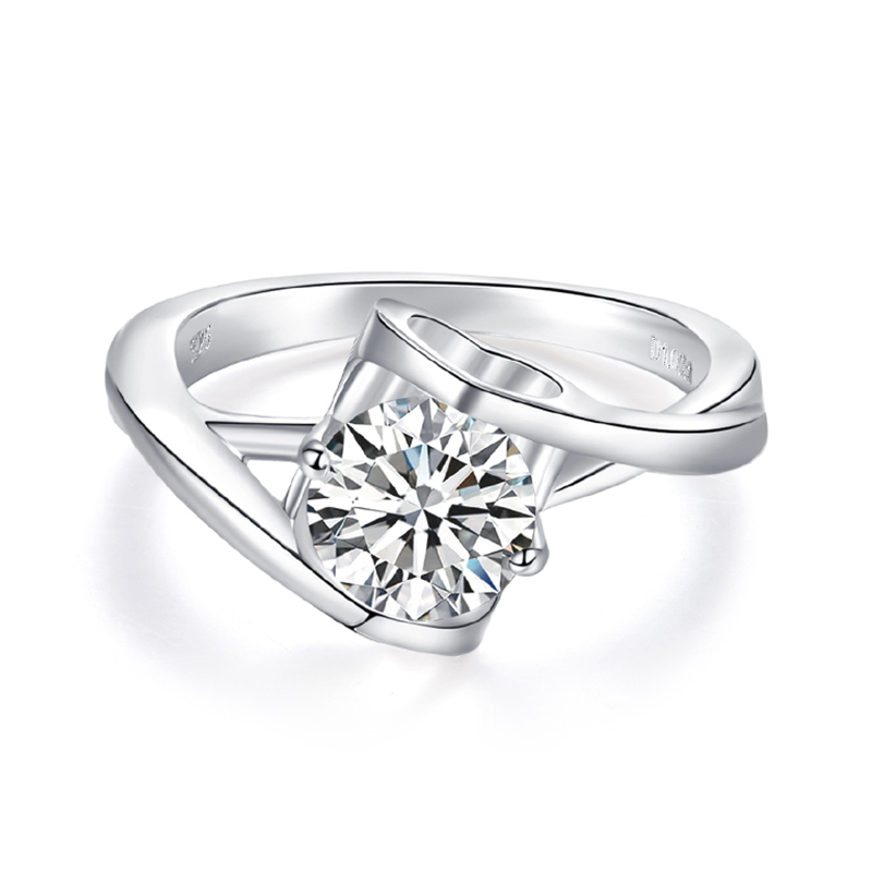 Sotiya Solitaire Heart Design Round Cut Moissanite Engagement Ring Sterling Silver-Sotiya