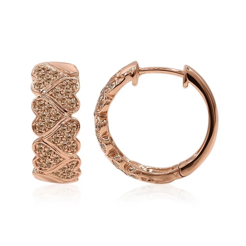 Sotiya Wide Stagger Heart Round Cut Coffee Hoop Earrings Sterling Silver-Sotiya