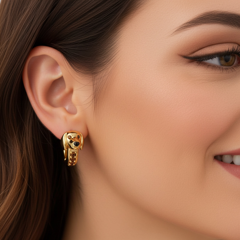 Sotiya Dachshund Coffee Hoop Earrings-Sotiya