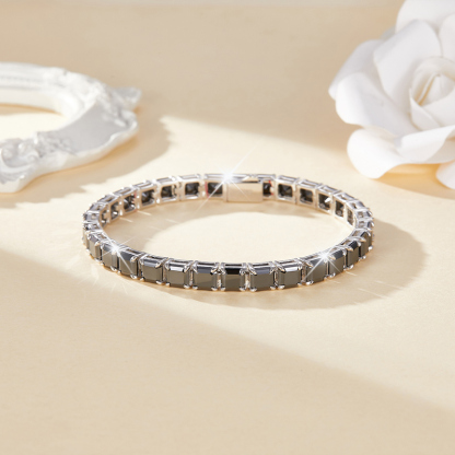 Sotiya Black Princess Cut Moissanite Tennis Bracelet Sterling Silver-Sotiya