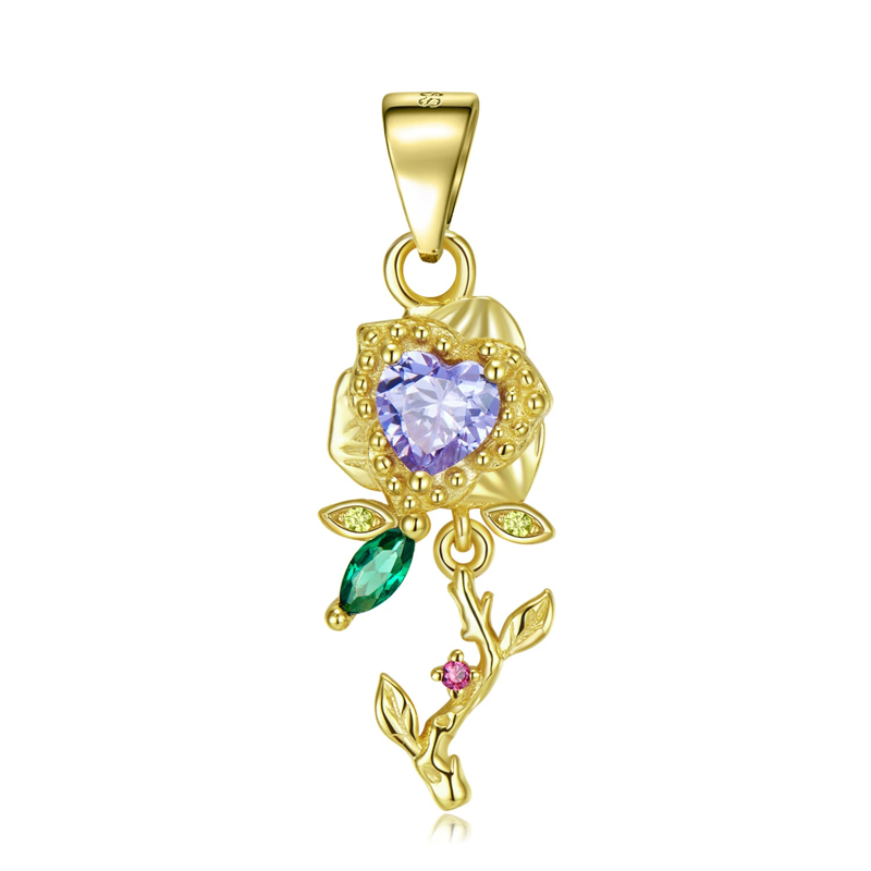 Sotiya Personalized 12 Birthstones Birth Month Flower Necklace Sterling Silver-Sotiya