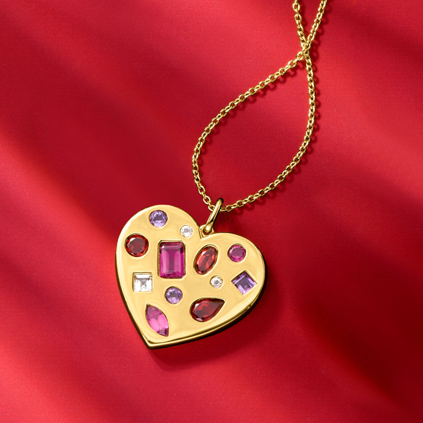 Sotiya Multi-Gemstone Heart Pendant Necklace Sterling Silver-Sotiya