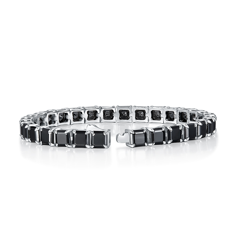 Sotiya Black Princess Cut Moissanite Tennis Bracelet Sterling Silver-Sotiya
