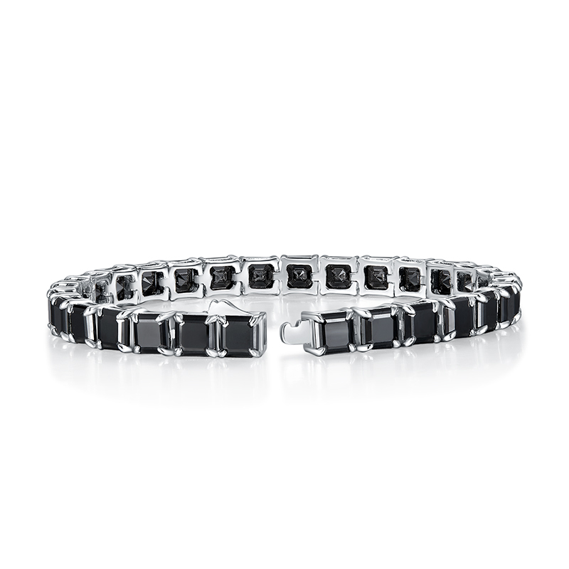 Sotiya Black Princess Cut Moissanite Tennis Bracelet Sterling Silver-Sotiya