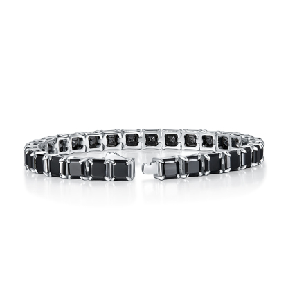 Sotiya Black Princess Cut Moissanite Tennis Bracelet Sterling Silver-Sotiya