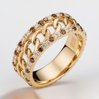 Sotiya Chain Link Coffee Women's Wedding Ring Sterling Silver-Sotiya