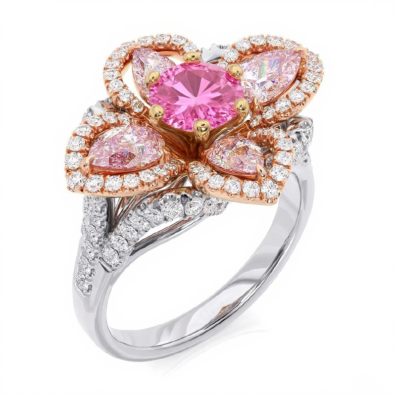 Sotiya Four Leaf Clover Round Cut Engagement Ring Sterling Silver-Sotiya