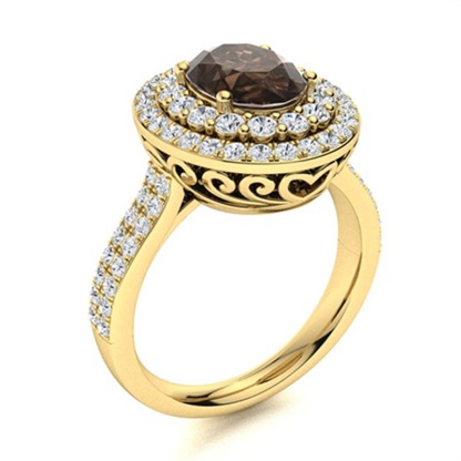 Sotiya Double Halo Coffee Oval Cut Engagement Ring Sterling Silver