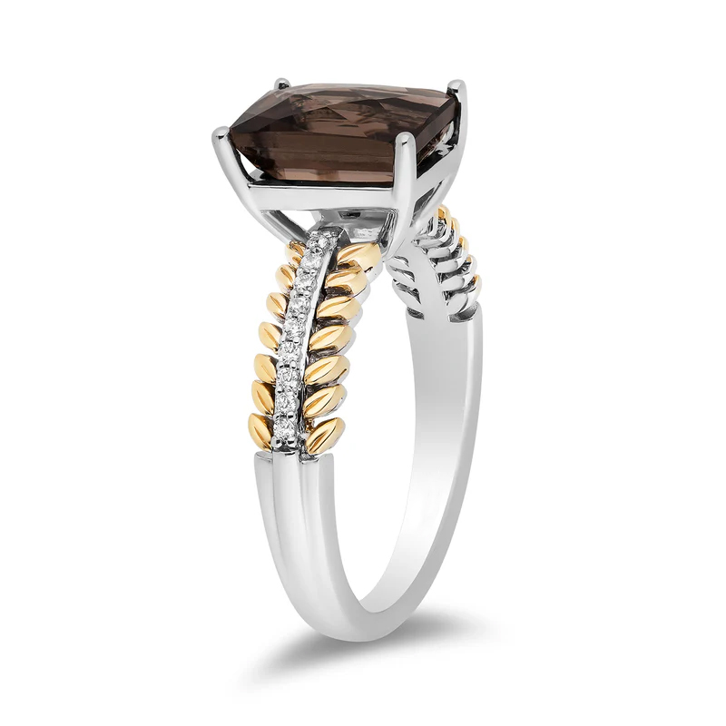 Sotiya Best Buds Feather Shank Radiant Cut Coffee Engagement Ring Sterling Silver-Sotiya