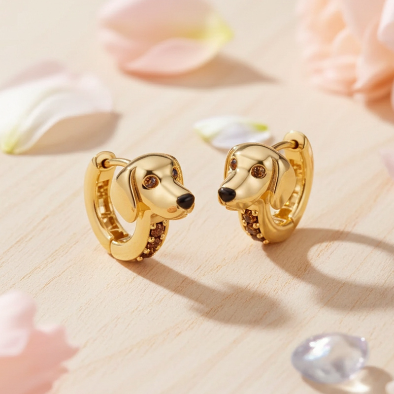 Sotiya Dachshund Coffee Hoop Earrings-Sotiya