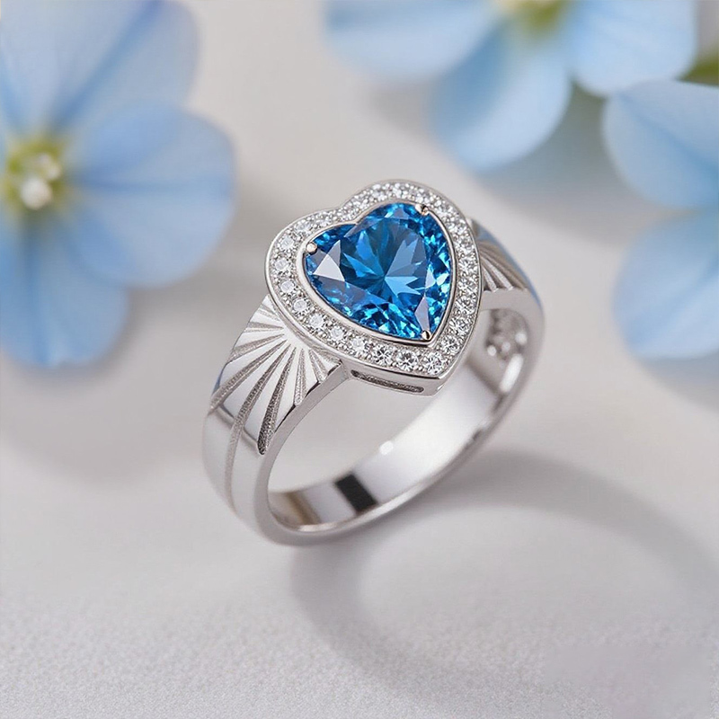 Sotiya Halo Heart Cut Carving Coffee Engagement Ring Sterling Silver-Sotiya