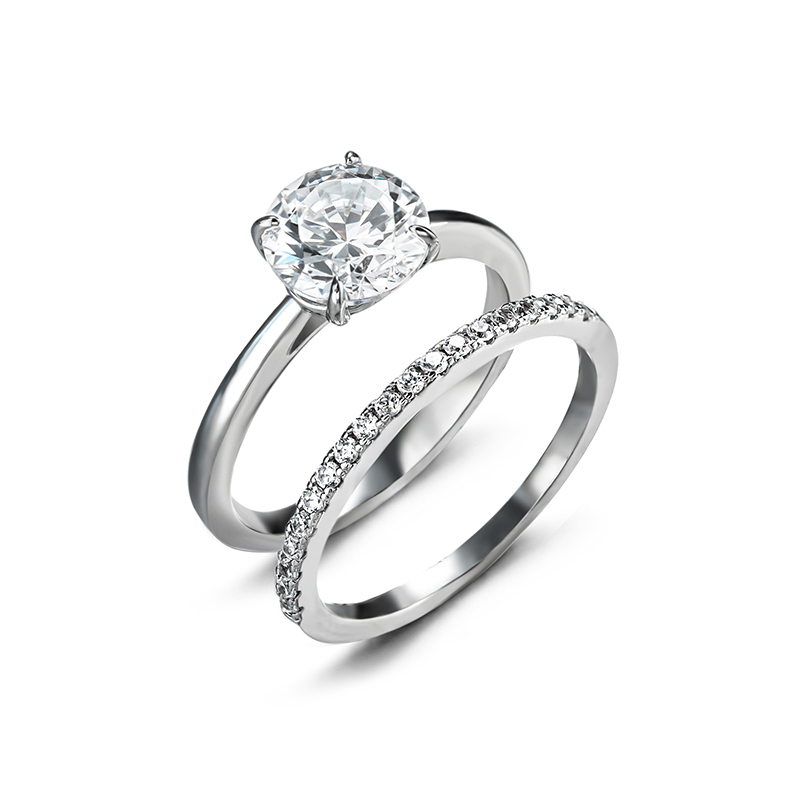 Sotiya Cathedral Classic Round Cut Wedding Bridal Ring Set Sterling Silver-Sotiya