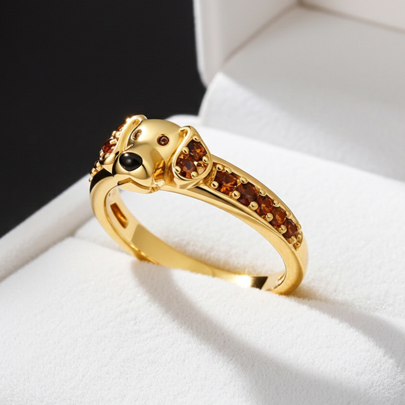 Sotiya Dachshund Coffee Cocktail Ring-Sotiya