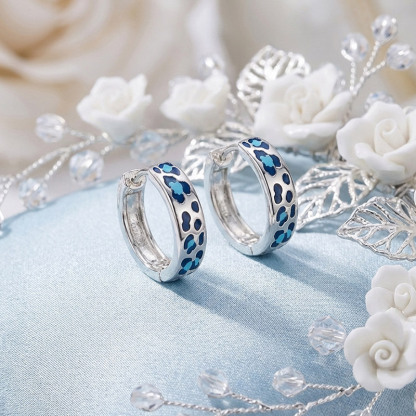 Sotiya Leopard Print Coffee Enamel Hoop Earrings Sterling Silver-Sotiya